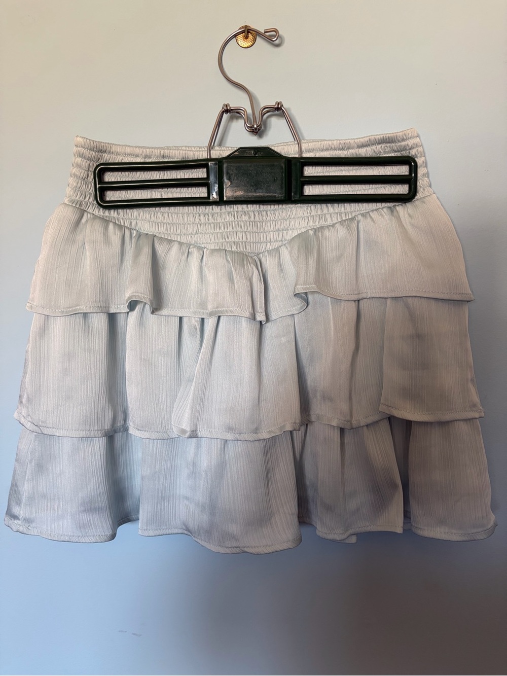 Altar'd State Light Gray Tiered Ruffle Midi Skirt